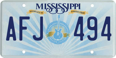 MS license plate AFJ494