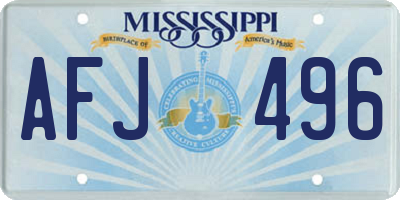 MS license plate AFJ496