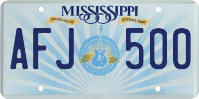 MS license plate AFJ500
