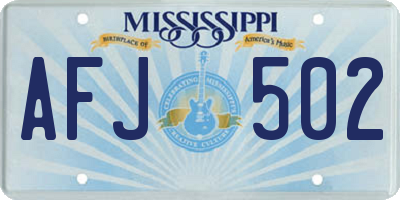 MS license plate AFJ502