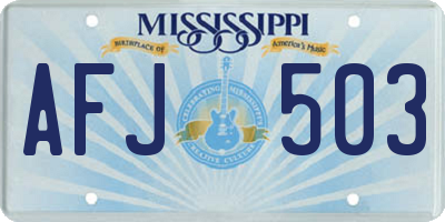 MS license plate AFJ503