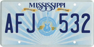 MS license plate AFJ532