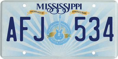MS license plate AFJ534