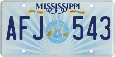 MS license plate AFJ543