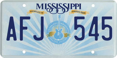 MS license plate AFJ545