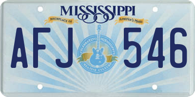 MS license plate AFJ546