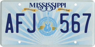 MS license plate AFJ567
