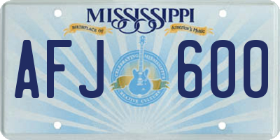MS license plate AFJ600