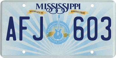 MS license plate AFJ603