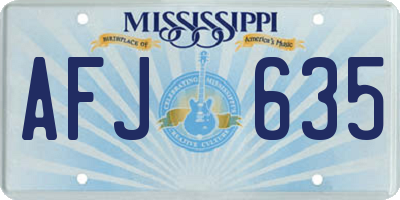 MS license plate AFJ635