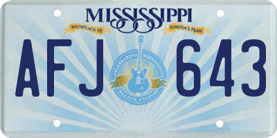 MS license plate AFJ643