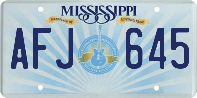 MS license plate AFJ645