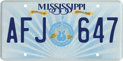MS license plate AFJ647