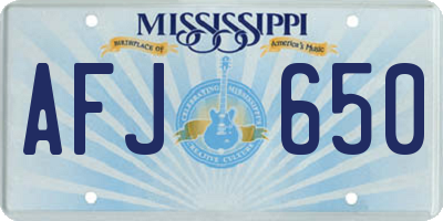 MS license plate AFJ650