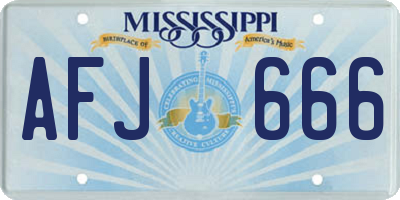 MS license plate AFJ666