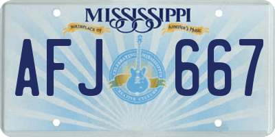 MS license plate AFJ667