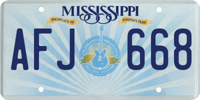 MS license plate AFJ668