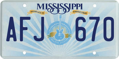 MS license plate AFJ670
