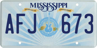 MS license plate AFJ673