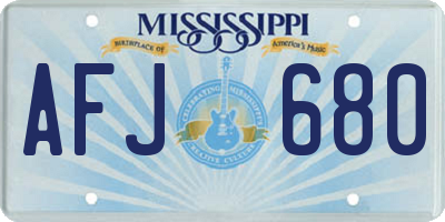 MS license plate AFJ680