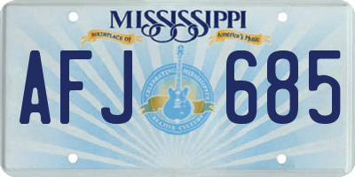 MS license plate AFJ685