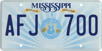 MS license plate AFJ700