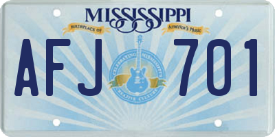 MS license plate AFJ701
