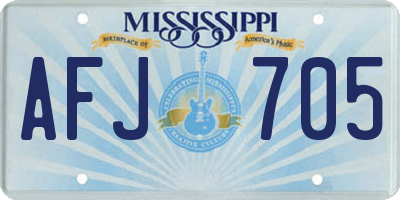 MS license plate AFJ705