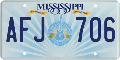 MS license plate AFJ706