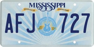 MS license plate AFJ727