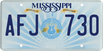 MS license plate AFJ730