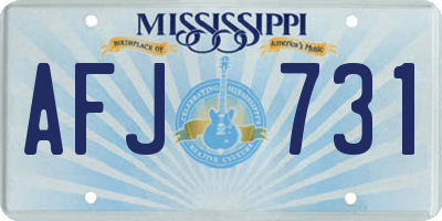 MS license plate AFJ731