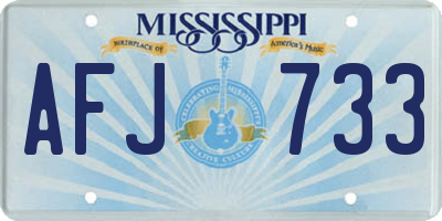 MS license plate AFJ733
