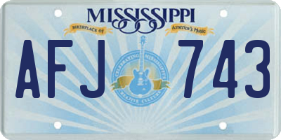 MS license plate AFJ743