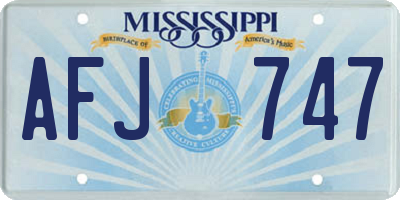 MS license plate AFJ747