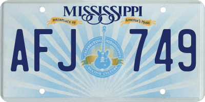 MS license plate AFJ749