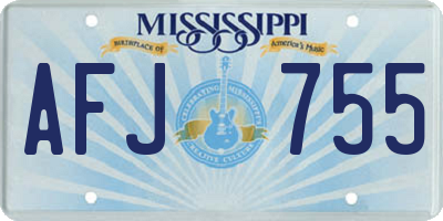 MS license plate AFJ755