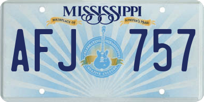MS license plate AFJ757