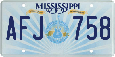 MS license plate AFJ758