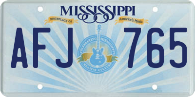 MS license plate AFJ765