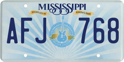 MS license plate AFJ768