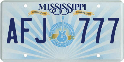 MS license plate AFJ777