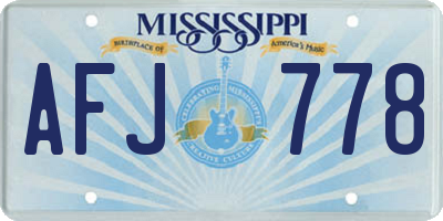 MS license plate AFJ778