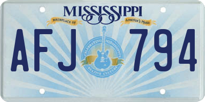MS license plate AFJ794