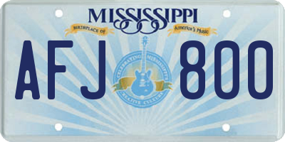 MS license plate AFJ800