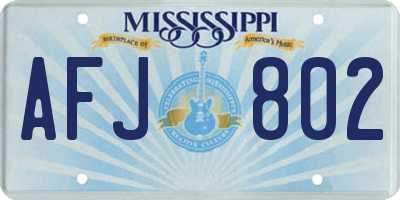 MS license plate AFJ802