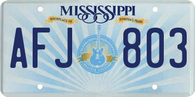 MS license plate AFJ803