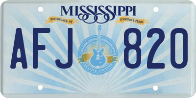 MS license plate AFJ820