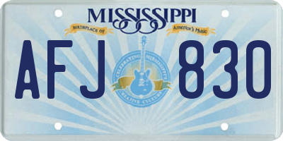 MS license plate AFJ830
