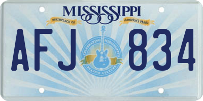 MS license plate AFJ834